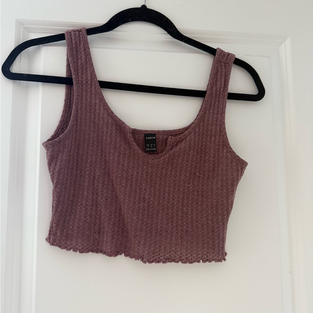 SHEIN Ribbed Purple Crop Top